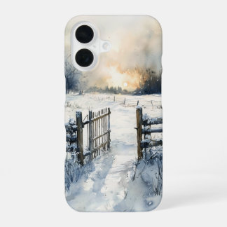 Winter Gate at Sunrise iPhone 16 Case
