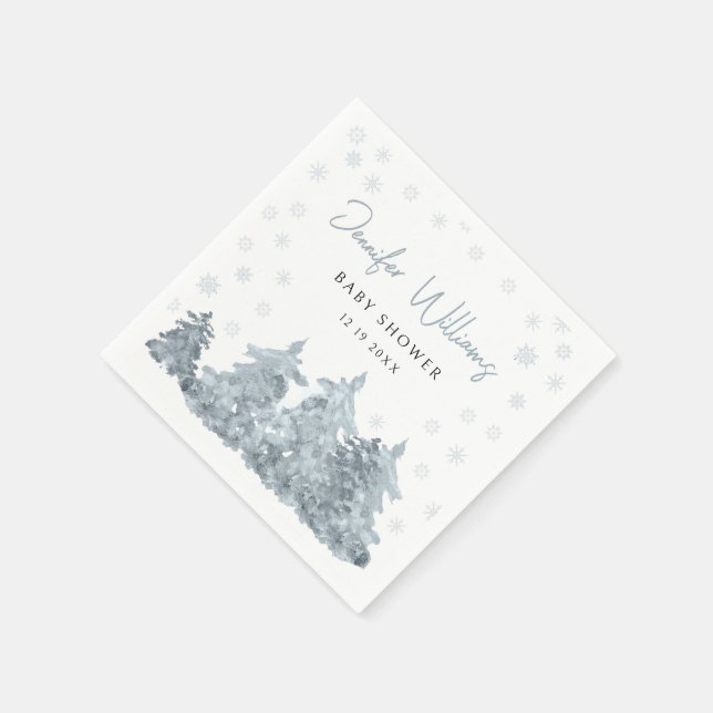 Winter gender neutral baby shower paper napkin (Corner)