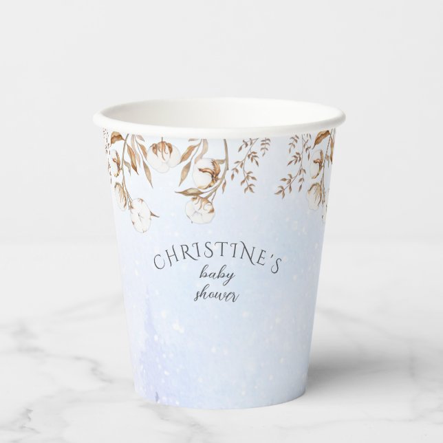 Winter Gender Neutral Cotton Flower Paper Cups (Front)