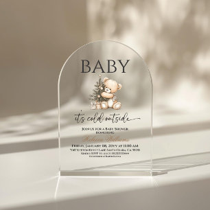 Winter Gender Neutral Teddy Bear Baby Shower Acrylic Invitations