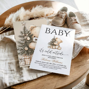 Winter Gender Neutral Teddy Bear Baby Shower Invitation