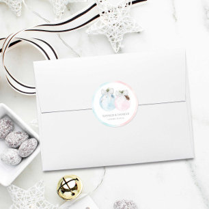 Winter Gender Reveal Baby Shower Classic Round Sticker