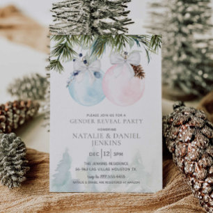 Winter Gender Reveal Baby Shower Invitation