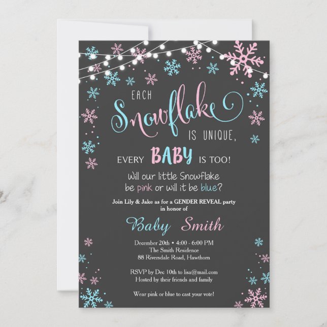 Winter Gender Reveal Invitation (Front)