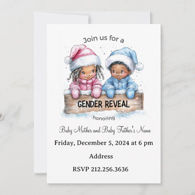 Winter Gender Reveal Invitation (Front)