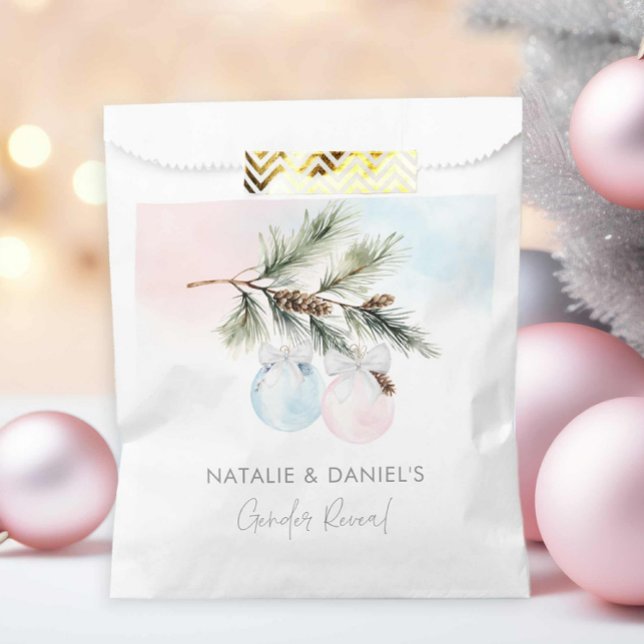 Winter Gender Reveal Pink and Blue Favour Bags (Pink and Blue Gender Reveal Treat Bag)