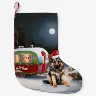 Winter German Shepherd Caravan Christmas Adventure Small Christmas Stocking