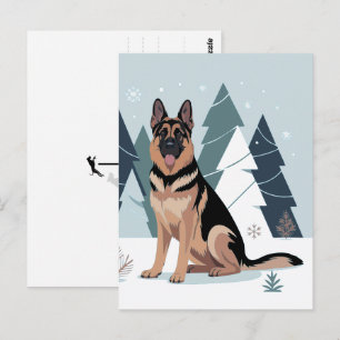 Winter German Shepherd Postcard