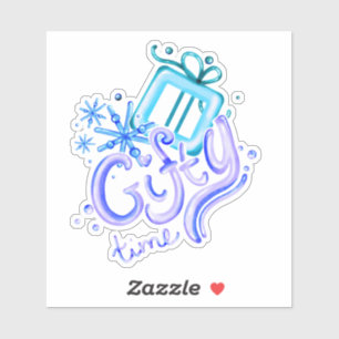 Winter Gifty Time Stickers with Gift and Snowflake