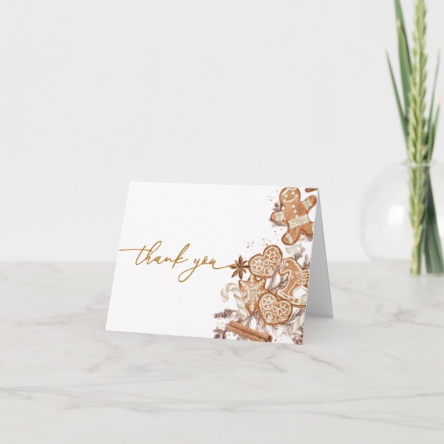 Winter Gingerbread Baby Shower Thank You Card (Front)