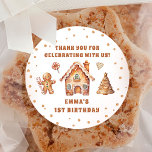 Winter Gingerbread Christmas Cookie Birthday Party Classic Round Sticker<br><div class="desc">Winter Gingerbread Christmas Cookie Birthday Party Classic Round Sticker</div>