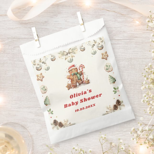 Winter Gingerbread Christmas Santa Baby Shower Favour Bags (Clipped)