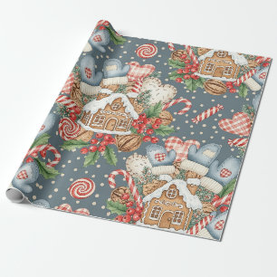 Winter Gingerbread Cottage - Mittens Wrapping Paper