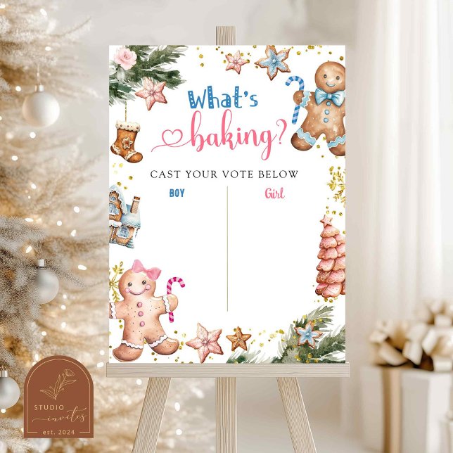 Winter Gingerbread Gender Reveal Voting Board Sign (Creator Uploaded)