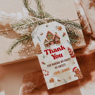 Winter Gingerbread House Christmas 1st Birthday Gift Tags