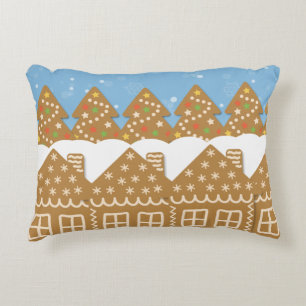 Winter Gingerbread Street Decorative  Cushion