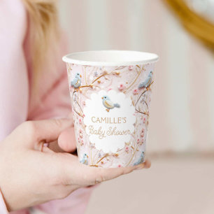 Winter Girl Baby Shower Pink Floral Personalised Paper Cups