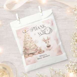 Winter Girl Deer Pink Baby Shower Favour Bag