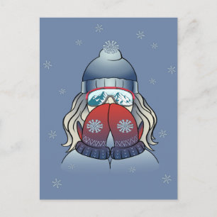 Winter Girl with Snowflake Holiday Postcard