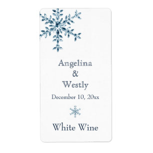 Winter Glamour Wedding Wine Label (white)