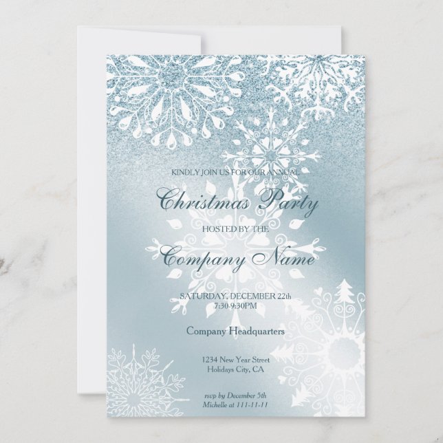 Winter Glitter Snow Christmas Corporate Party Invitation (Front)