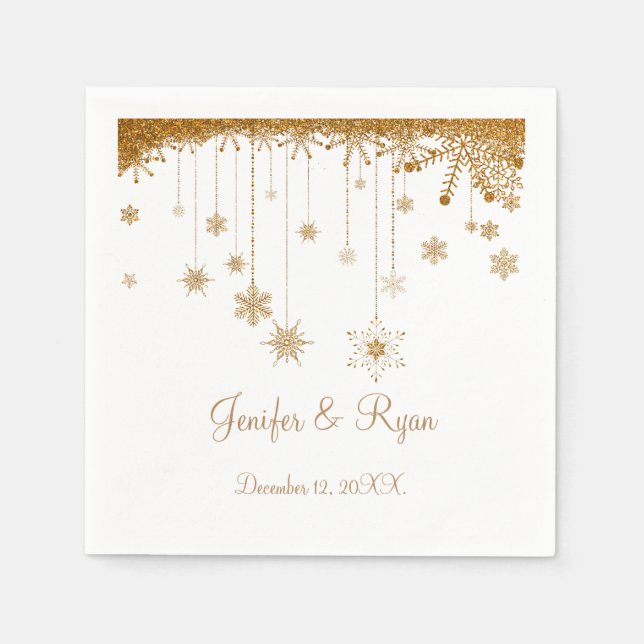 Winter glitter snowflakes wedding  Napkins (Front)