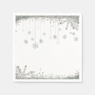 Winter glitter snowflakes wedding  Napkins