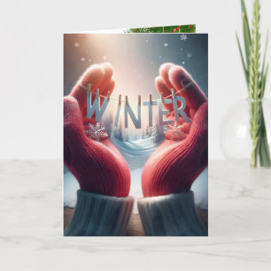 Winter Gloves With Snowflakes Card