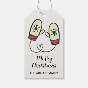 Winter gloves with snowflakes decoration gift tags