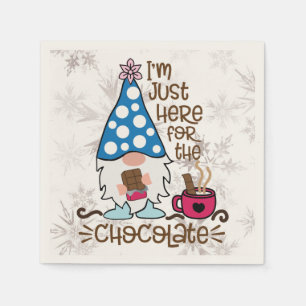 Winter Gnome I'm Just Here For The Chocolate   Napkin
