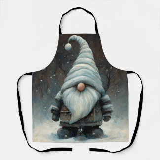Winter Gnome in a Snowy Forest Apron
