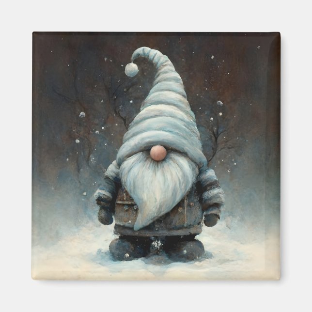 Winter Gnome in a Snowy Forest Magnet (Front)