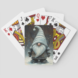 Winter Gnome in a Snowy Forest Playing Cards