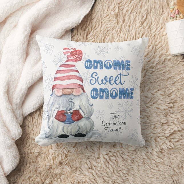 Winter GNOME SWEET GNOME Personalised Cushion (Blanket)