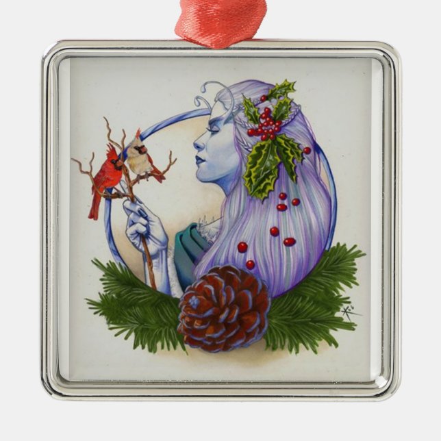 Winter Goddess Metal Tree Decoration (Front)