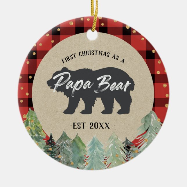 Winter gold Christmas as a Papa Bear Ornament (Front)