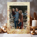 Winter Gold Watercolor Christmas Berries Photo<br><div class="desc">Real Gold and Watercolor Christmas Berries Photo Frame Foil Holiday Card A beautiful photo card design with hand drawn watercolor berries and pines creating a frame for an elegant christmas card featuring your photo on the front, and a patterned backer. You can also replace the backer for another photo of...</div>