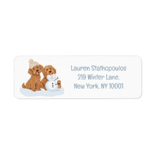 Winter Goldendoodle Dog Cute Snowman