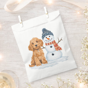 Winter Goldendoodle Dog Cute Snowman Favour Bags