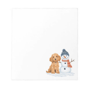Winter Goldendoodle Dog Cute Snowman Notepad