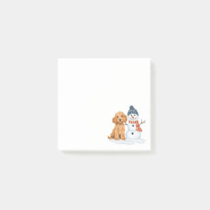 Winter Goldendoodle Dog Cute Snowman Post-it Notes