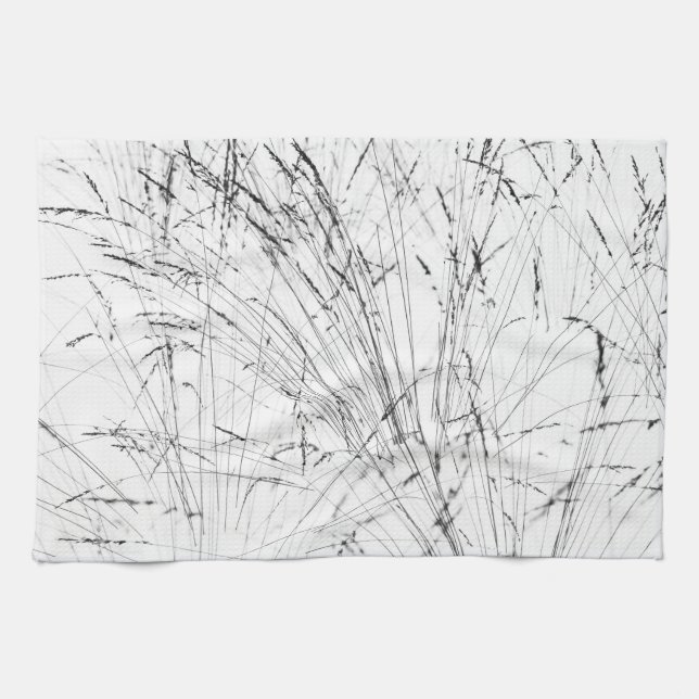 Winter Grass In Snow Tea Towel (Horizontal)