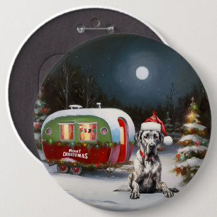 Winter Great Dane Caravan Christmas Adventure 6 Cm Round Badge