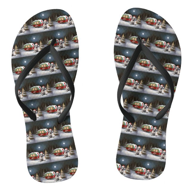 Winter Great Dane Caravan Christmas Adventure Jandals (Footbed)