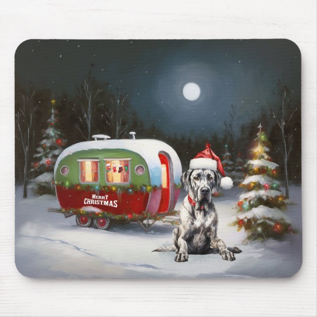 Winter Great Dane Caravan Christmas Adventure Mouse Pad (Front)