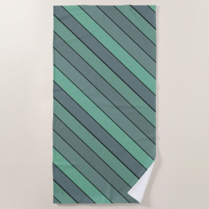 Winter Green And Grey Stripes On Watercolor Paper Beach Towel