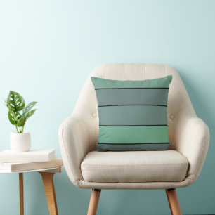 Winter Green And Grey Stripes On Watercolor Paper  Cushion