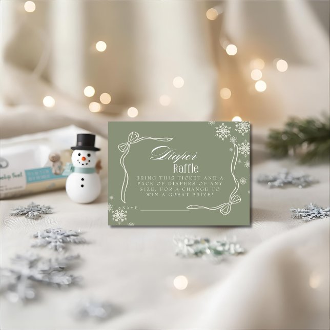 Winter Green Diaper Raffle Baby Shower Enclosure Card (Winter Green Diaper Raffle Baby Shower Enclosure Card)