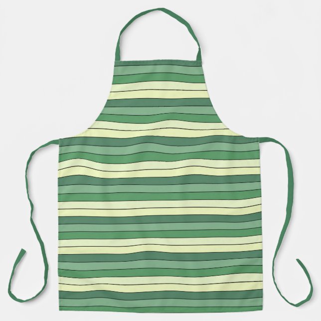 Winter Green Yellow Stripes On Watercolor Paper  Apron (Front)
