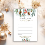 Winter Greenery Advice For Mum Baby Shower Enclosure Card<br><div class="desc">This design features charming watercolor traditional winter holiday decor (pine branches,  cones,  holy berry,  mistletoe,  "mum to be" modern calligraphy,  on white background. Use Personalise tool to add your info. Matching items in my Winter New Holidays Collection</div>